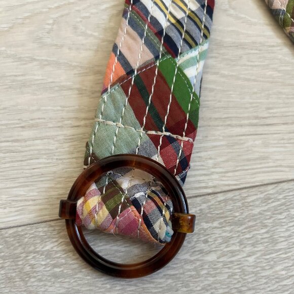 J. Crew Colorful Preppy Madras Plaid Patchwork Quilt Belt - Picture 8 of 16